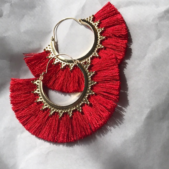 Gold Tassel Earrings - Picture 2 of 4